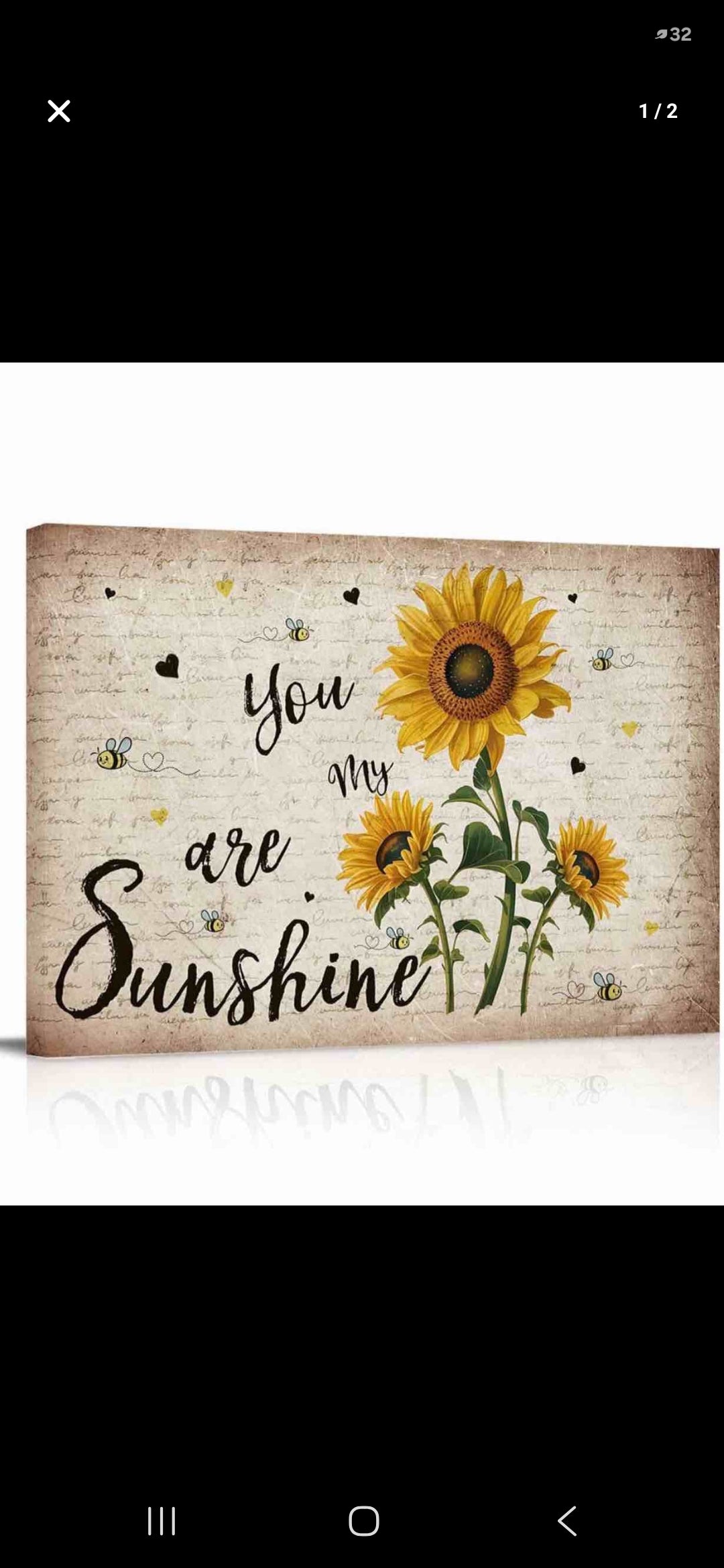 Rustic Canvas Printed Wall Art,Sunflower Sunshine Word Oil Painting Prints Framed Picture,Retro Newspaper Painted Artwork for Home Bedroom Living Room Decor,18x12in