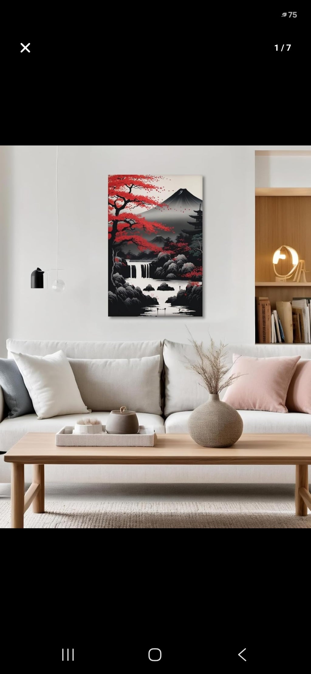 KPLUNDO Japanese Wall Art Asian Landscape Canvas Prints Red and Black Cherry Blossom Trees Picture Vintage Painting for Bathroom Living Room Bedroom Home Wall Decor(Art-2,16.00x24.00 inch) 24"L x 16"W Art-2