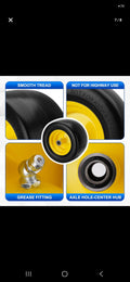2PCS 11x6.00-5 Flat Free Tire and Wheel with 1/2" & 3/4" & 5/8" Precision Bearings and 5.8"-10.4" Centered Hub, Front Zero-Turn Smooth Tire Assembly Replacement for Riding Lawn Mowers Garden Tractor