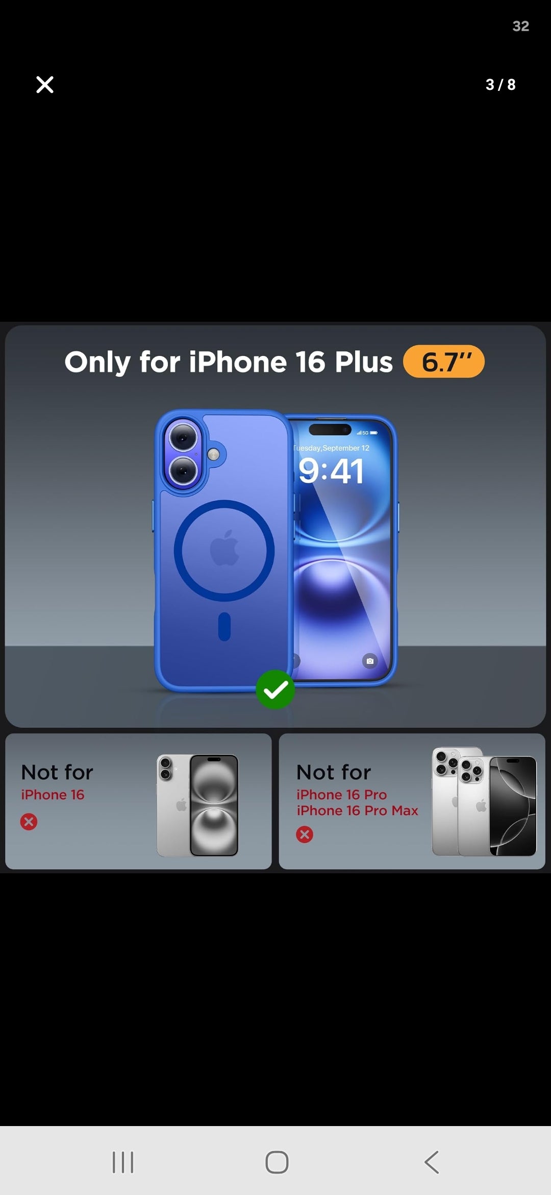 Miracase Magnetic Series for iPhone 16 Plus Case [Compatible with MagSafe] [with 2X Screen Protectors] Military-Grade Protection, Anti-Fingerprint, Slim Phone Case for 16 Plus 6.7 inch - Blue