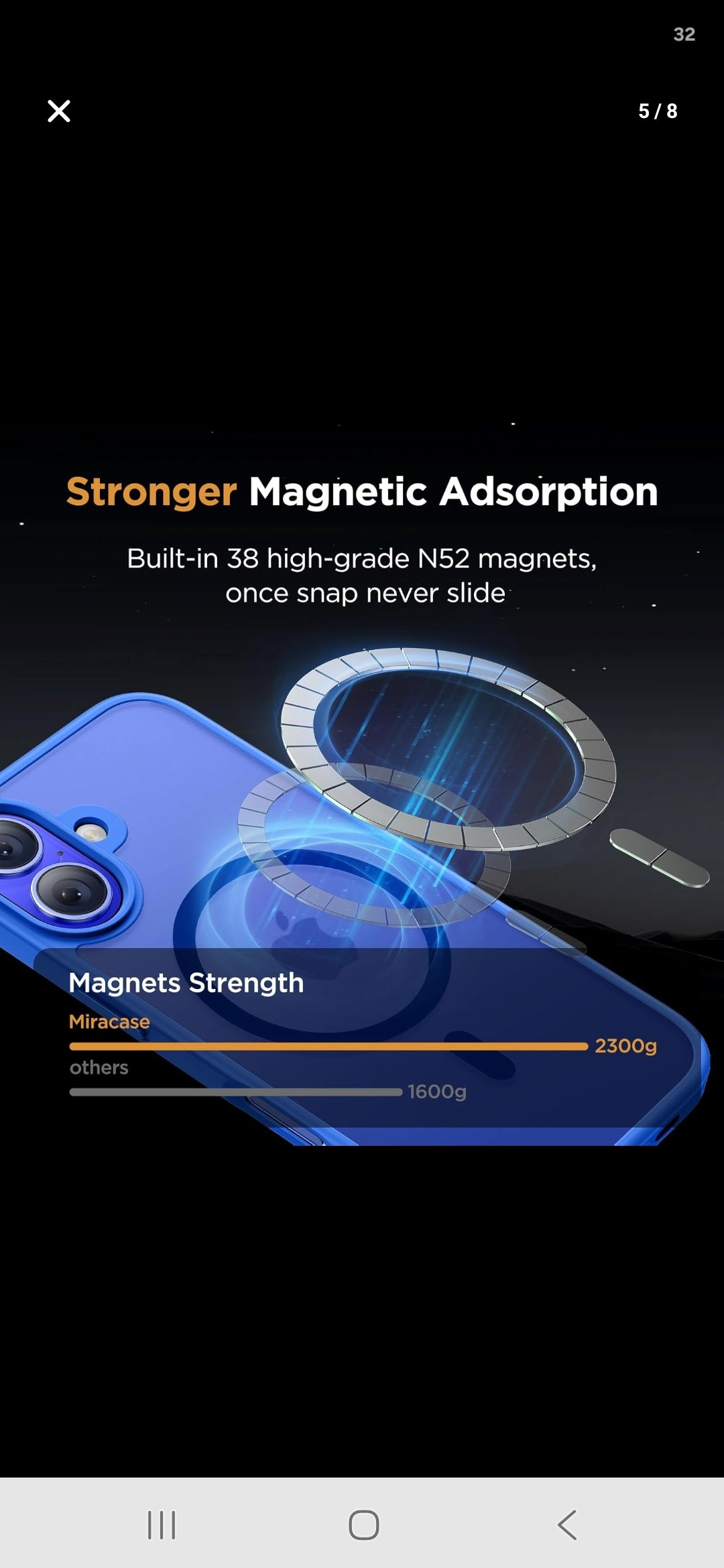 Miracase Magnetic Series for iPhone 16 Plus Case [Compatible with MagSafe] [with 2X Screen Protectors] Military-Grade Protection, Anti-Fingerprint, Slim Phone Case for 16 Plus 6.7 inch - Blue