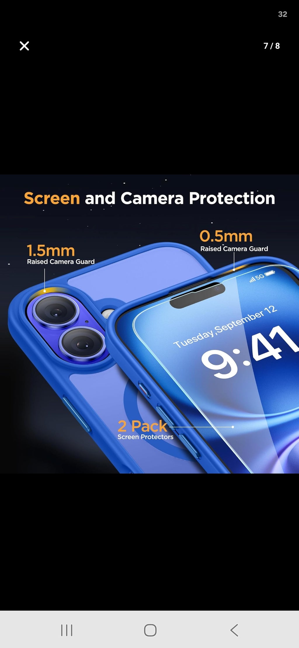 Miracase Magnetic Series for iPhone 16 Plus Case [Compatible with MagSafe] [with 2X Screen Protectors] Military-Grade Protection, Anti-Fingerprint, Slim Phone Case for 16 Plus 6.7 inch - Blue