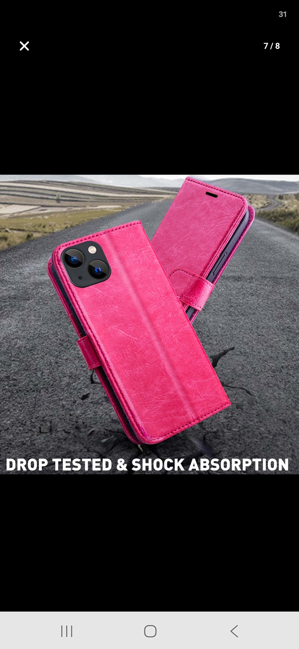 MONASAY Wallet Case Compatible for iPhone 15 5G,[Glass Screen Protector Included] [RFID Blocking] Flip Folio Leather Cell Phone Cover with Credit Card Holder, 6.1-inch, Hot-Pink