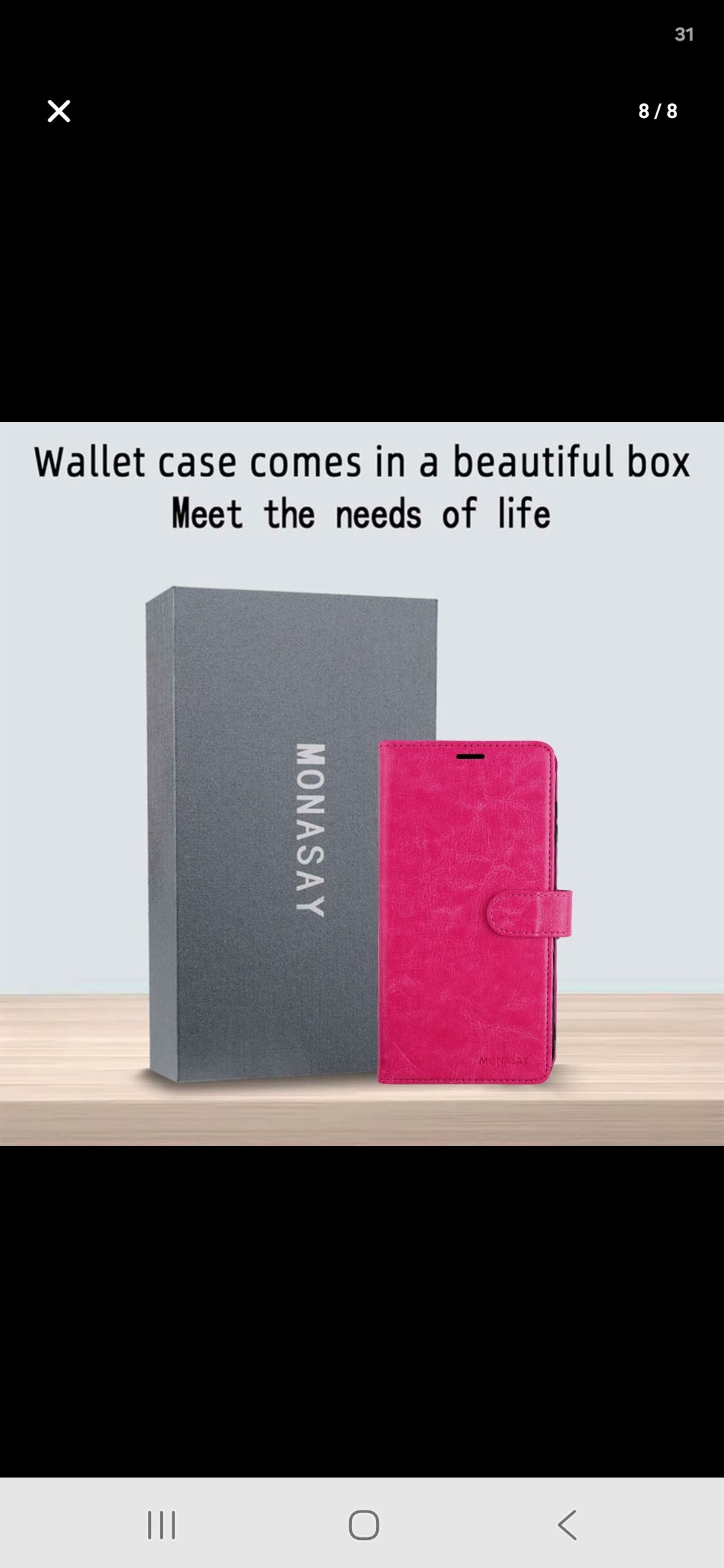 MONASAY Wallet Case Compatible for iPhone 15 5G,[Glass Screen Protector Included] [RFID Blocking] Flip Folio Leather Cell Phone Cover with Credit Card Holder, 6.1-inch, Hot-Pink